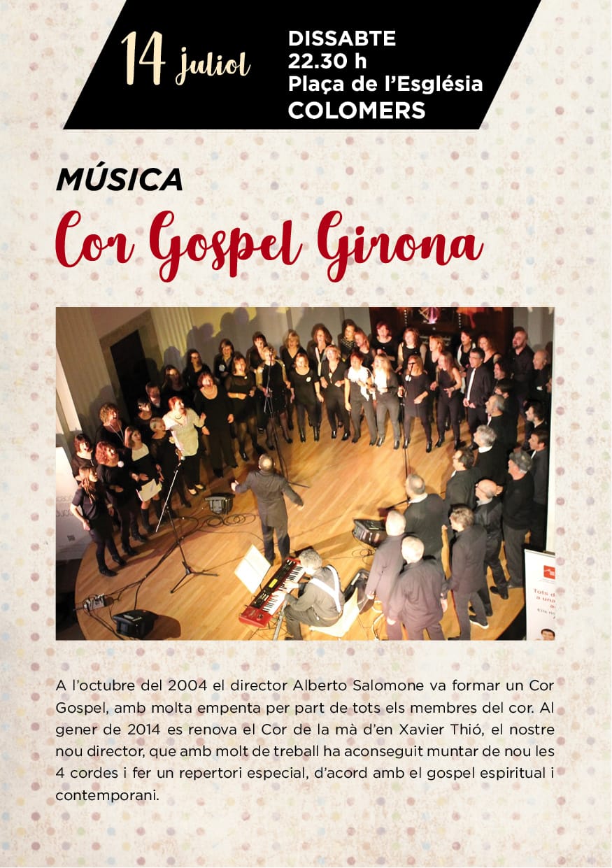Dissabte 24 de juliol a les 22.30 – Concert a Colomers – plaça de l’Església